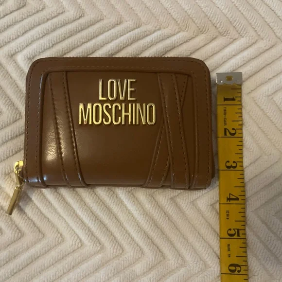 Love Moschino Brown Cognac Tan Zippered Wallet with Gold Logo Hardware & Details - Picture 9 of 9